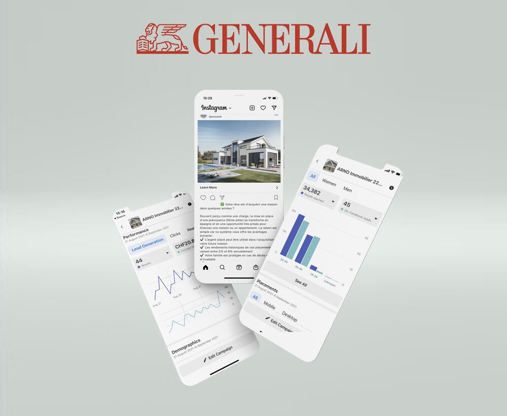Projet digital pour Generali, inclus dans le portfolio de l'agence web Sitchio.