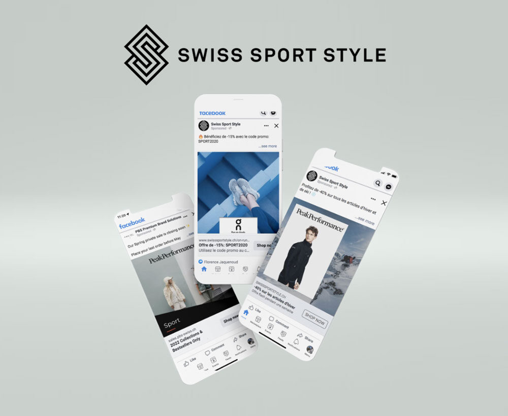 Campagne de marketing digital pour Swiss Sport Style, incluse dans le portfolio de l'agence web Sitchio.